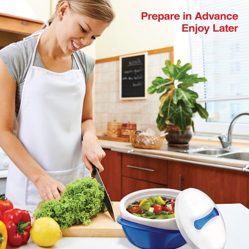 Pinnacle Large Insulated Casserole Dish with Lid 3.6 qt. Elegant Hot Pot Food Warmer/Cooler -Thermal Soup/Salad Serving Bowl Stainless Steel Hot Food Containerâ€“Best Gift Set for Moms â€“Holidays Blue - Image 5